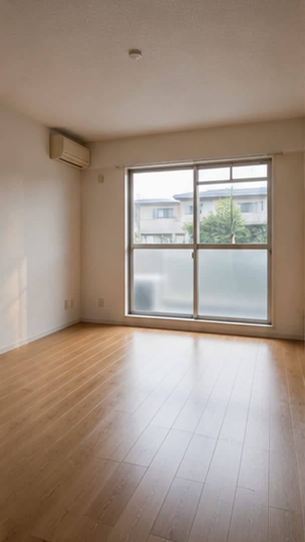 家具のない空き部屋。窓から昼の光が入る
