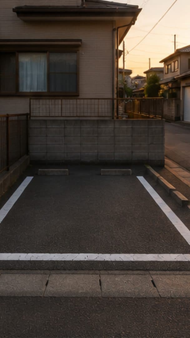 住宅の前の、車のない一台分の駐車スペース